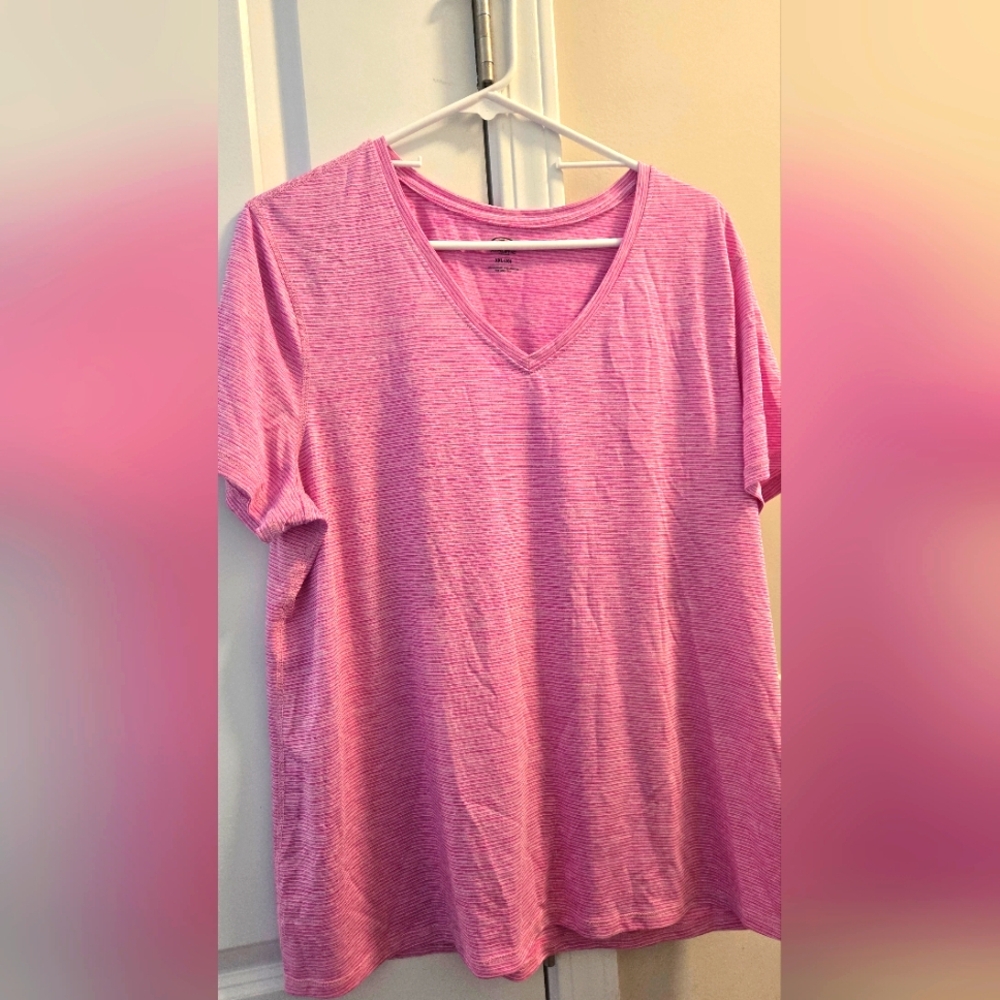 Pink V-Neck Athletic Top